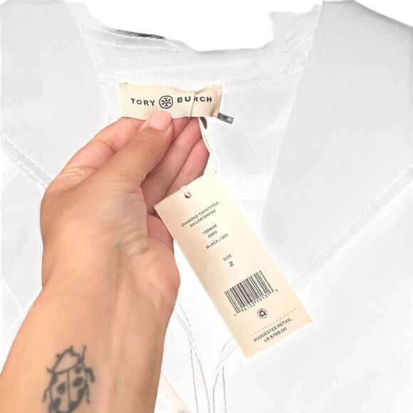 TORY BURCH Diamond‎ Topstitch Sailor Dress Black NWT Sz 2 - Picture 6 of 8